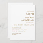 白エレガント金ゴールド50周年記念 招待状 (正面/裏面)