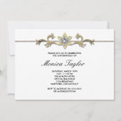 白エレガント金ゴールド50番目の誕生日招待状50 招待状 (裏面)