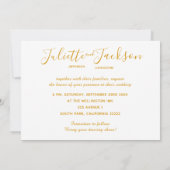 白エレガント金ゴールド|パーソナライズされたリング 招待状 (裏面)