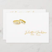 白エレガント金ゴールド|パーソナライズされたリング 招待状 (正面/裏面)