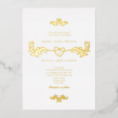 白エレガント金フォイル結婚式招待状 箔招待状 (正面)