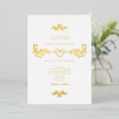 白エレガント金フォイル結婚式招待状 箔招待状 (立ち正面)