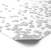 白エレガント銀きらめくグリッター結婚 ポスター (角)