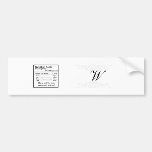 白エレガント銀の結婚水瓶ラベル バンパーステッカー (正面)