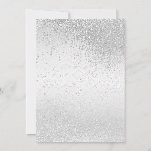 白エレガント銀グリッター招待状 招待状 (裏面)