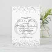 白エレガント銀グレーグリッター60誕生日 招待状 (スタンド正面)
