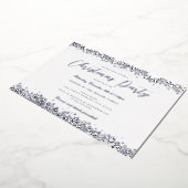 白エレガント銀スノーフレーククリスマスパーティー 箔招待状 (回転した状態)