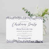 白エレガント銀スノーフレーククリスマスパーティー 箔招待状 (立ち正面)
