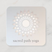 白エレガント銀蓮の花フローラ曼荼羅 スクエア名刺 (正面)