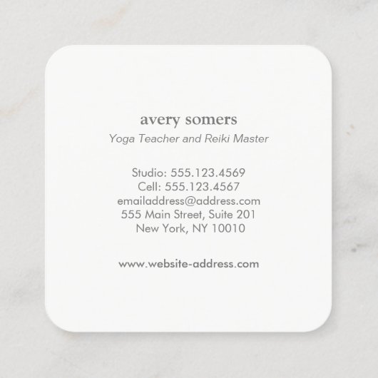 白エレガント銀蓮の花フローラ曼荼羅 スクエア名刺 (裏面)