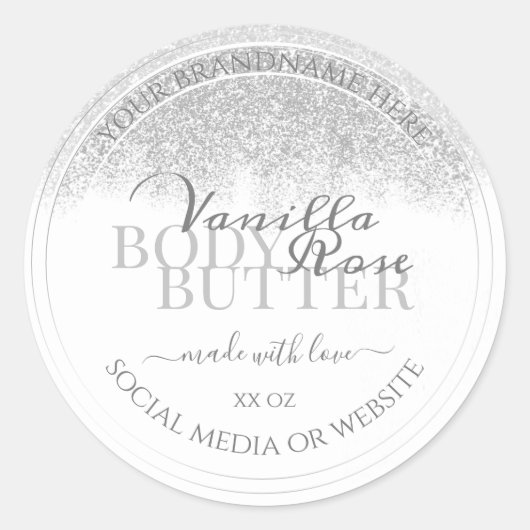 白エレガント銀製品の包装ラベル ラウンドシール (正面)