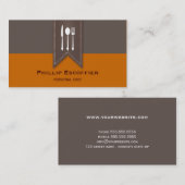 白エレガント銀食器シェフビストロ名刺 名刺 (正面/裏面)