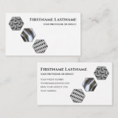 白エレガント鋼ミニマル金属専門家 名刺 (正面/裏面)