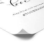 白エレガント青フローラ書跡ハッシュタグ記号 ポスター (角)