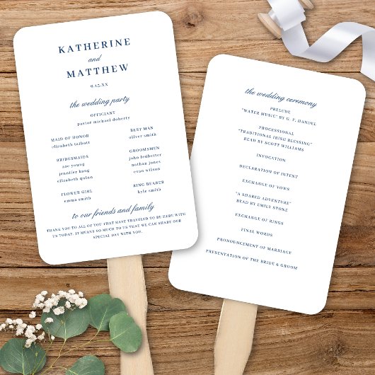 白エレガント青結婚式 ハンドファン