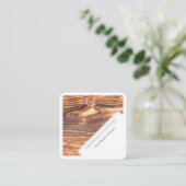 白エレガント額木製スタイル木目 スクエア名刺 (スタンド正面)