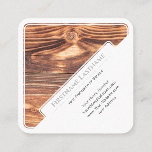 白エレガント額木製スタイル木目 スクエア名刺 (裏面)