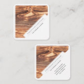 白エレガント額木製スタイル木目 スクエア名刺 (正面/裏面)