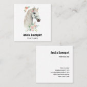 白エレガント馬ボホフローラ スクエア名刺 (正面/裏面)