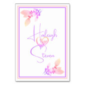 白エレガント鮮ピンク&バイオレット結婚ズ テーブルナンバー (裏面)