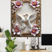 白エレガント鳩の場面 ポスター (ホームオフィス)