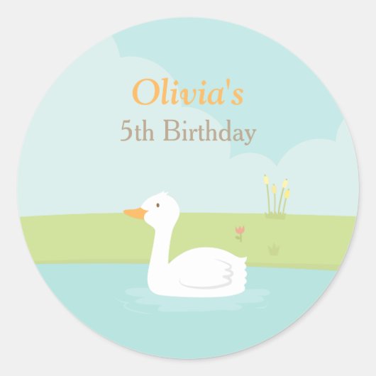 白エレガント鴨春池装飾シール ラウンドシール (正面)