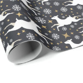 白エレガント鹿と金ゴールド星海軍クリスマス ラッピングペーパー (ロールコーナー)