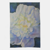 白エレガント黄桃色フローラ水色 キッチンタオル (縦)