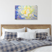 白エレガント黄桃色フローラ水色 キャンバスプリント (インサイチュ (寝室))