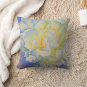 白エレガント黄桃色フローラ水色 クッション (ブランケット)