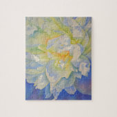 白エレガント黄桃色フローラ水色 ジグソーパズル (縦)