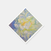 白エレガント黄桃色フローラ水色 スタンダードカクテルナプキン (角)