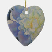 白エレガント黄桃色フローラ水色 セラミックオーナメント (右)