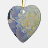 白エレガント黄桃色フローラ水色 セラミックオーナメント (左)