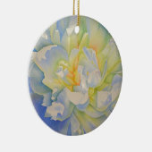 白エレガント黄桃色フローラ水色 セラミックオーナメント (右)