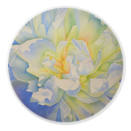 白エレガント黄桃色フローラ水色 セラミックノブ