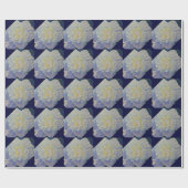 白エレガント黄桃色フローラ水色 ラッピングペーパー (フラット)