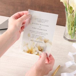 白エレガント黄金ゴールド結婚の花 ベラム紙招待状