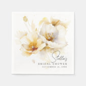 白エレガント黄金ゴールド花ブライダルシャワー スタンダードカクテルナプキン (正面)