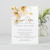 白エレガント黄金ゴールド花ブライダルシャワー 招待状 (スタンド正面)