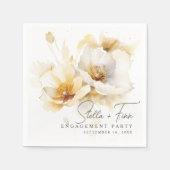 白エレガント黄金ゴールド花婚約 スタンダードカクテルナプキン (正面)