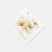 白エレガント黄金ゴールド花結婚紙 スタンダードカクテルナプキン (角)
