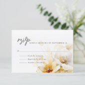 白エレガント黄金ゴールド花 出欠カード (スタンド正面)