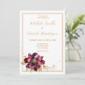 白エレガント黄金ブルゴーニュのウォーター結婚カラー 招待状 (スタンド正面)