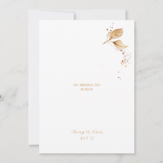 白エレガント黄金ブルゴーニュのウォーター結婚カラー 招待状 (裏面)