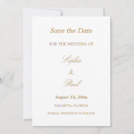 白エレガント黄金ベージュ日付を保存 セーブザデート