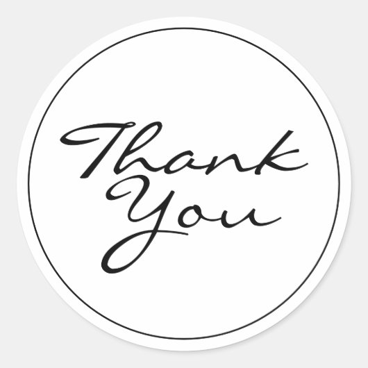白エレガント黒ありがとう ラウンドシール (正面)