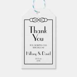 白エレガント黒お礼ラベル ギフトタグ