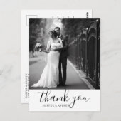 白エレガント黒お結婚礼 ポストカード (正面/裏面)