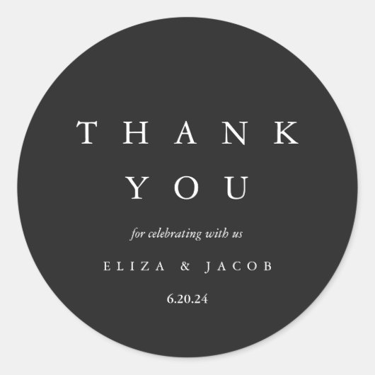 白エレガント黒お結婚礼 ラウンドシール (正面)